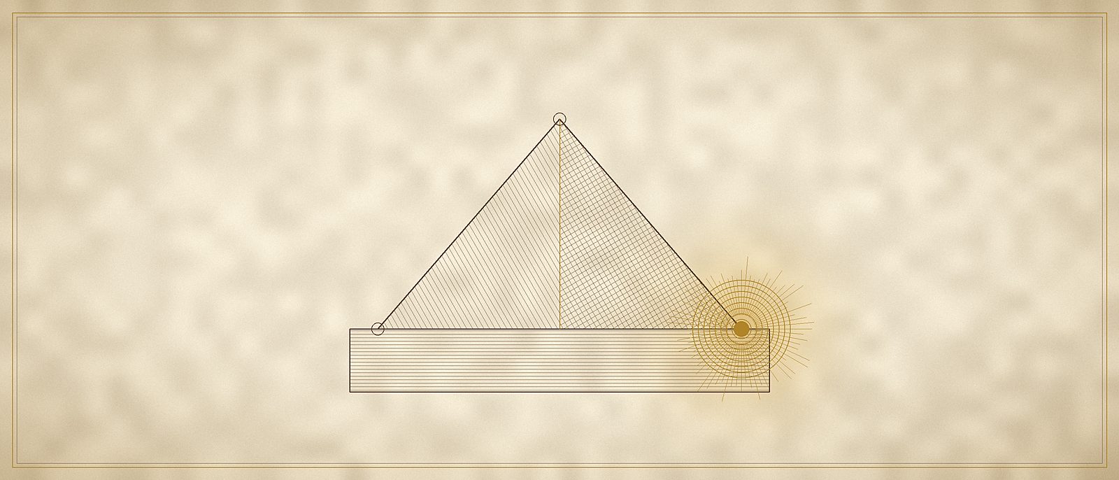 The trinity triangle standing on the material square, the Correspondence vertex lit